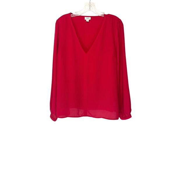 J.Crew Pink Office Work Career Business Corporate V-Neck Blouse Large BK466 - Picture 1 of 11